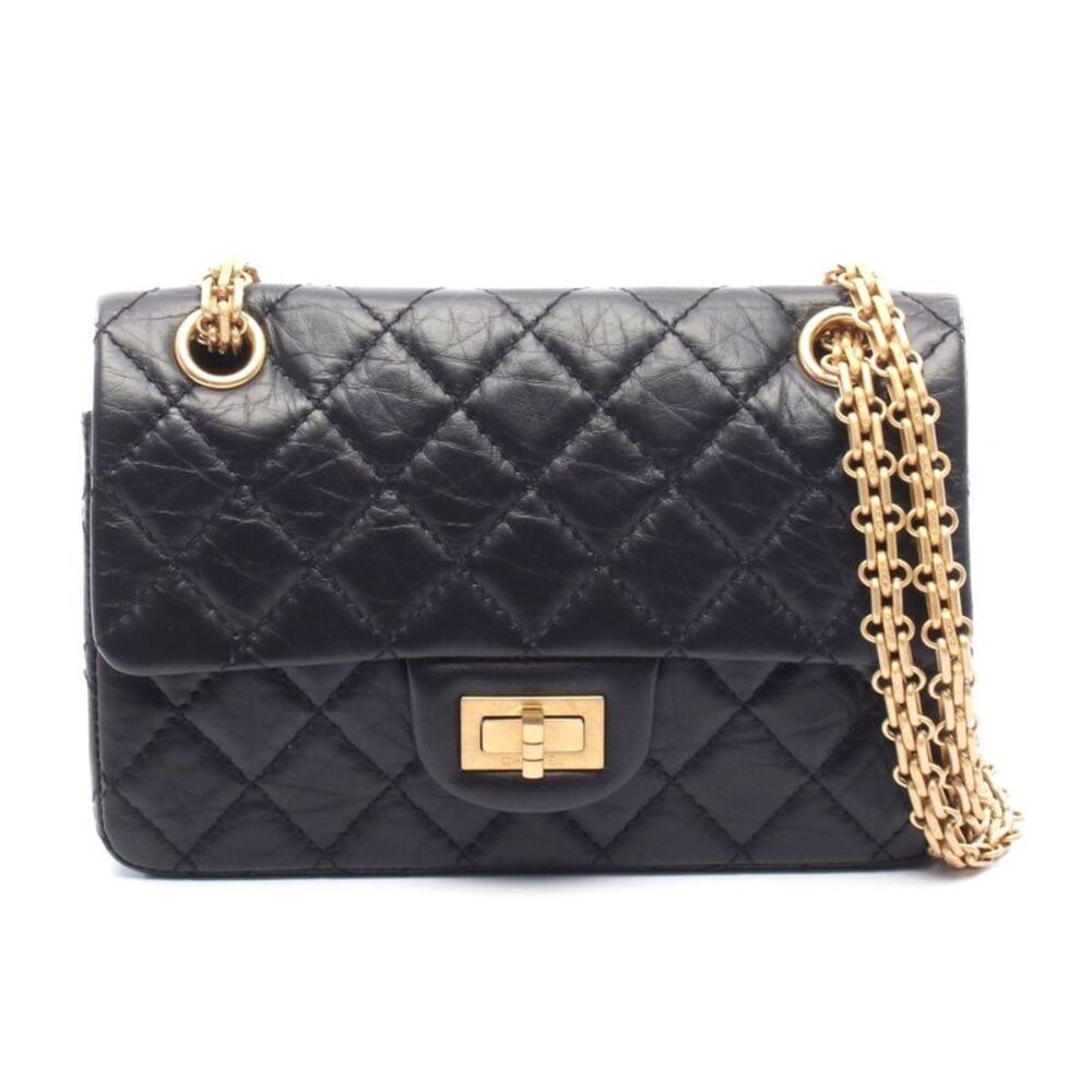 Chanel 2.55 Shoulder Bag Black Leather